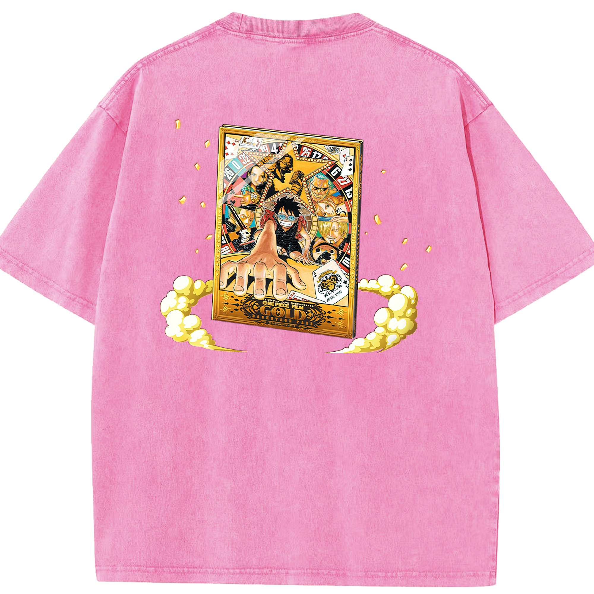 ワンピース モンキー・D・ルフィ ONE PIECE Monkey D. Luffy 綿100% ヴィンテージ風 半袖Tシャツ（背面プリント）